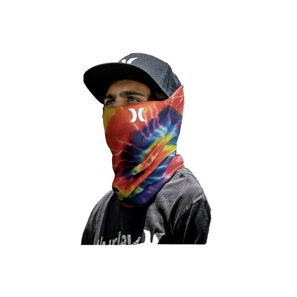 HURLEY Breathable Neck Gaiter One Size Tie Dye Rainbow Run Running Mask NEW - Picture 1 of 5